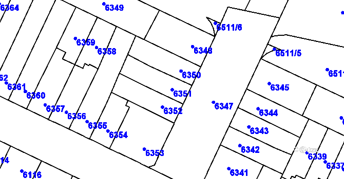 Parcela st. 6351 v KÚ Židenice, Katastrální mapa