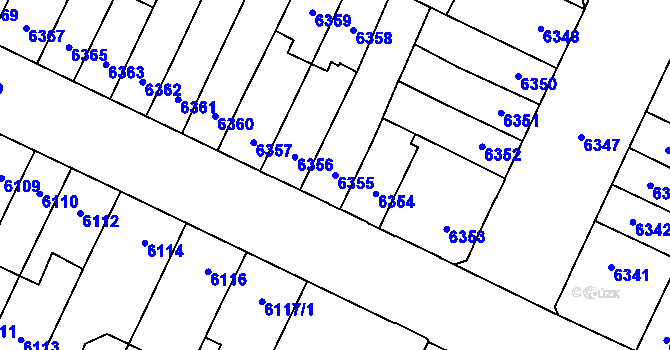Parcela st. 6355 v KÚ Židenice, Katastrální mapa