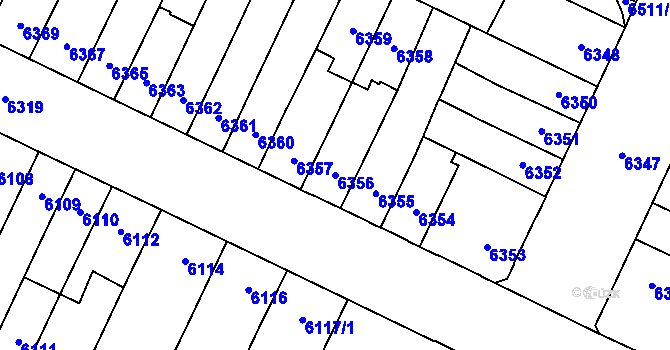 Parcela st. 6356 v KÚ Židenice, Katastrální mapa
