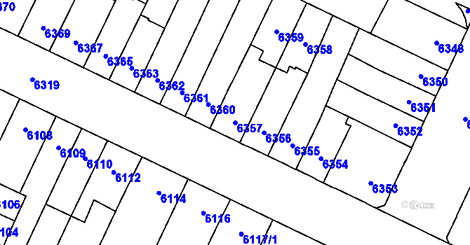Parcela st. 6357 v KÚ Židenice, Katastrální mapa