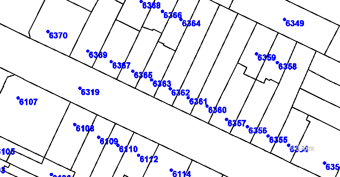 Parcela st. 6362 v KÚ Židenice, Katastrální mapa