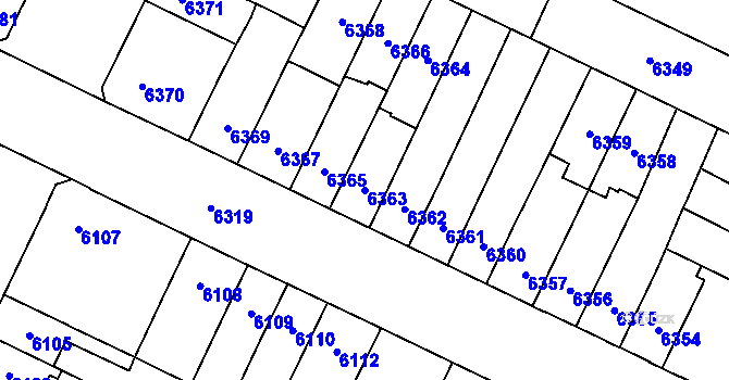 Parcela st. 6363 v KÚ Židenice, Katastrální mapa