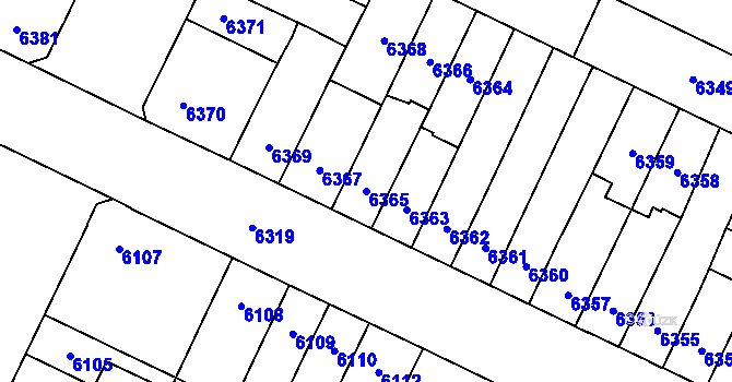 Parcela st. 6365 v KÚ Židenice, Katastrální mapa