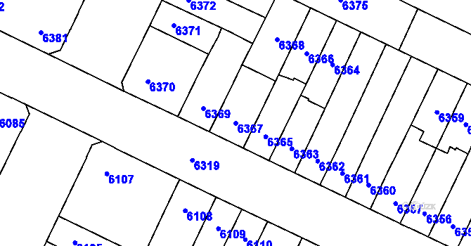 Parcela st. 6367 v KÚ Židenice, Katastrální mapa