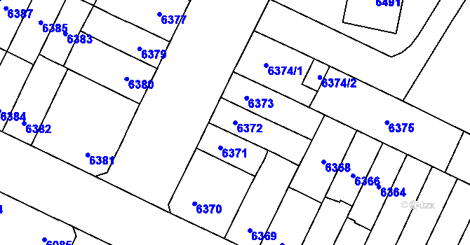 Parcela st. 6372 v KÚ Židenice, Katastrální mapa