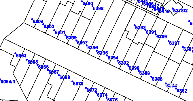 Parcela st. 6395 v KÚ Židenice, Katastrální mapa
