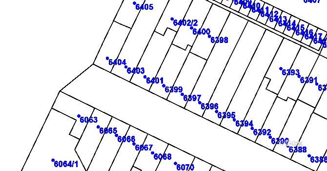 Parcela st. 6399 v KÚ Židenice, Katastrální mapa