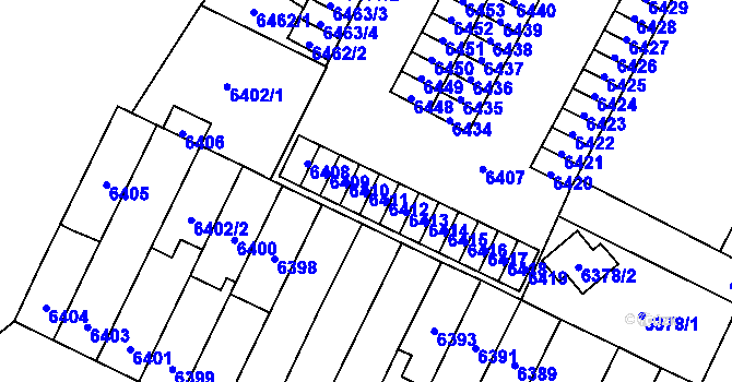 Parcela st. 6411 v KÚ Židenice, Katastrální mapa