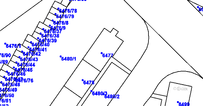 Parcela st. 6477 v KÚ Židenice, Katastrální mapa