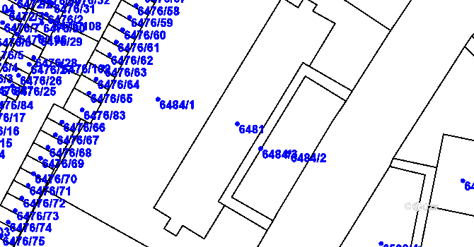 Parcela st. 6481 v KÚ Židenice, Katastrální mapa