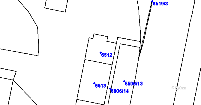 Parcela st. 6512 v KÚ Židenice, Katastrální mapa