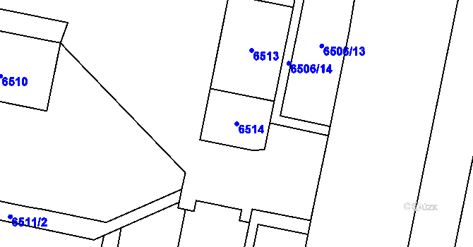 Parcela st. 6514 v KÚ Židenice, Katastrální mapa