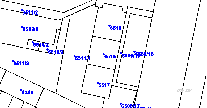 Parcela st. 6516 v KÚ Židenice, Katastrální mapa
