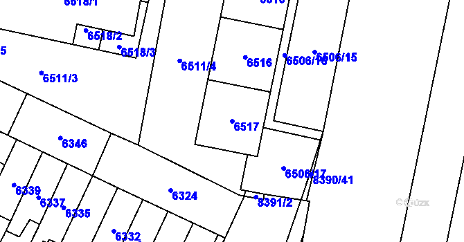 Parcela st. 6517 v KÚ Židenice, Katastrální mapa