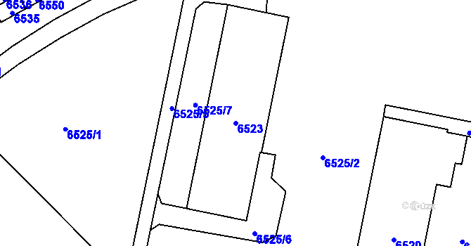 Parcela st. 6523 v KÚ Židenice, Katastrální mapa