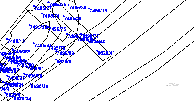 Parcela st. 6625/41 v KÚ Židenice, Katastrální mapa
