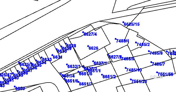 Parcela st. 6626 v KÚ Židenice, Katastrální mapa