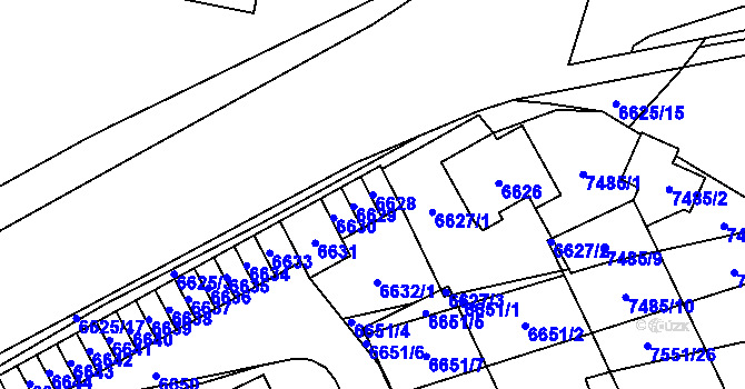 Parcela st. 6628 v KÚ Židenice, Katastrální mapa