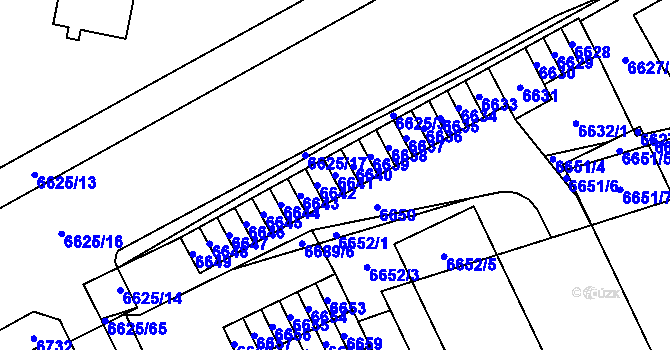 Parcela st. 6641 v KÚ Židenice, Katastrální mapa