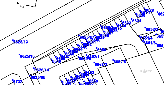 Parcela st. 6642 v KÚ Židenice, Katastrální mapa