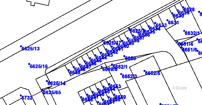 Parcela st. 6643 v KÚ Židenice, Katastrální mapa