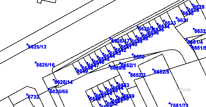 Parcela st. 6644 v KÚ Židenice, Katastrální mapa
