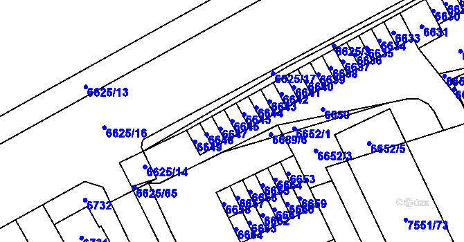 Parcela st. 6646 v KÚ Židenice, Katastrální mapa