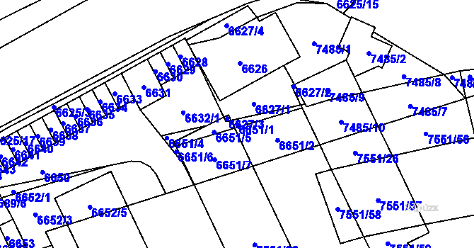 Parcela st. 6651/1 v KÚ Židenice, Katastrální mapa