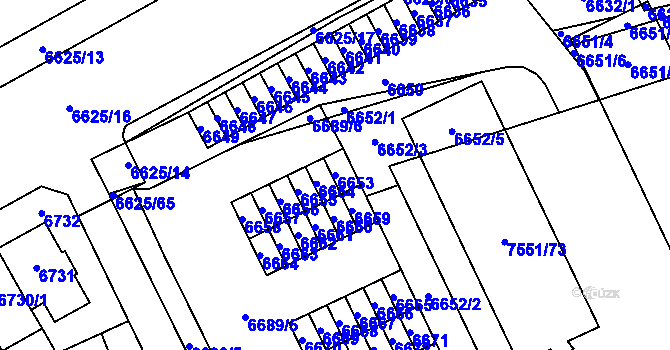 Parcela st. 6653 v KÚ Židenice, Katastrální mapa
