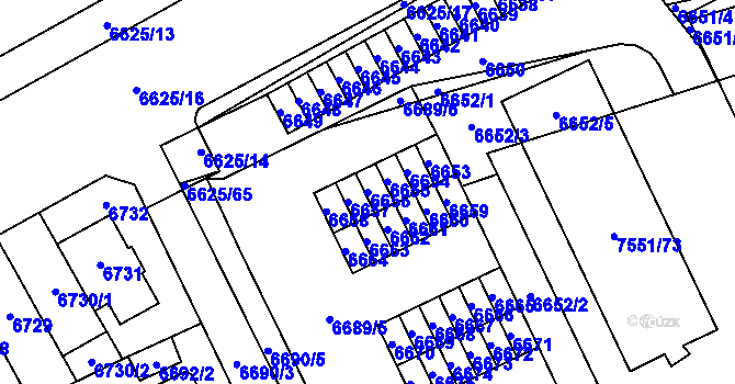 Parcela st. 6656 v KÚ Židenice, Katastrální mapa