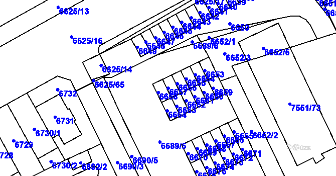 Parcela st. 6657 v KÚ Židenice, Katastrální mapa