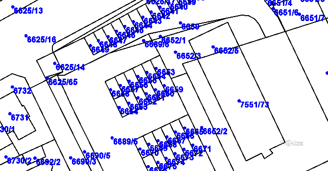 Parcela st. 6659 v KÚ Židenice, Katastrální mapa