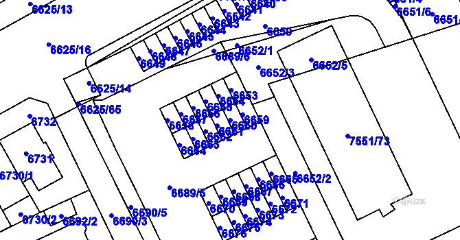 Parcela st. 6660 v KÚ Židenice, Katastrální mapa