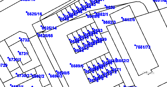 Parcela st. 6662 v KÚ Židenice, Katastrální mapa