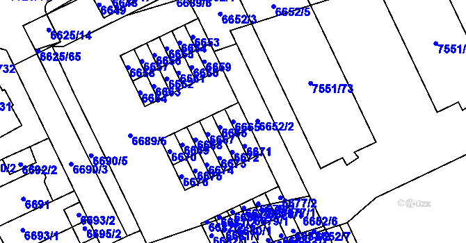 Parcela st. 6665 v KÚ Židenice, Katastrální mapa