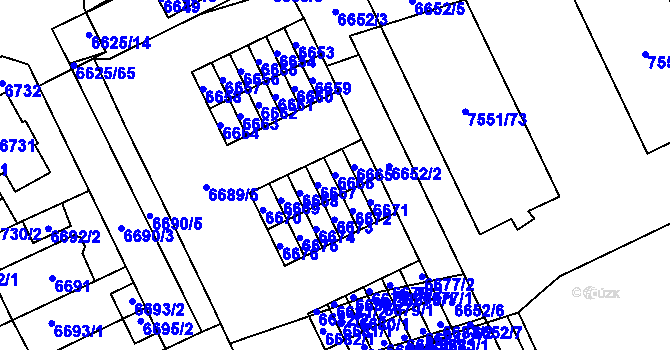 Parcela st. 6666 v KÚ Židenice, Katastrální mapa