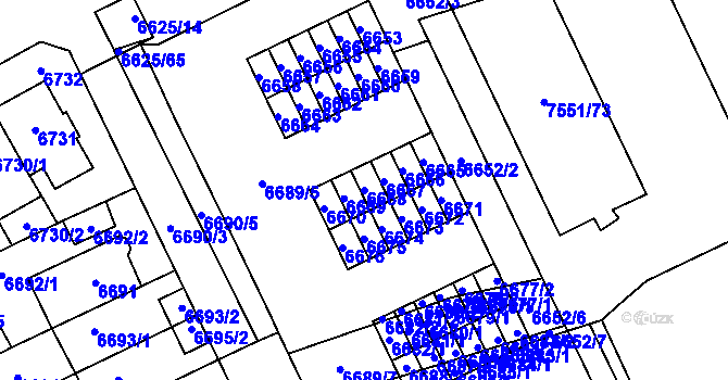 Parcela st. 6668 v KÚ Židenice, Katastrální mapa