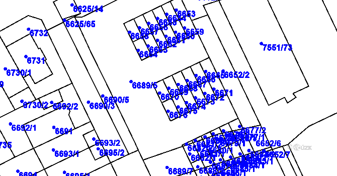Parcela st. 6669 v KÚ Židenice, Katastrální mapa