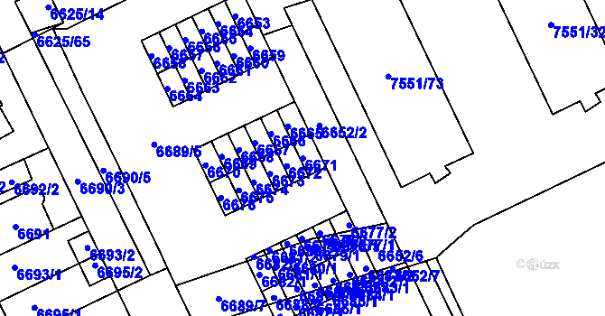 Parcela st. 6671 v KÚ Židenice, Katastrální mapa