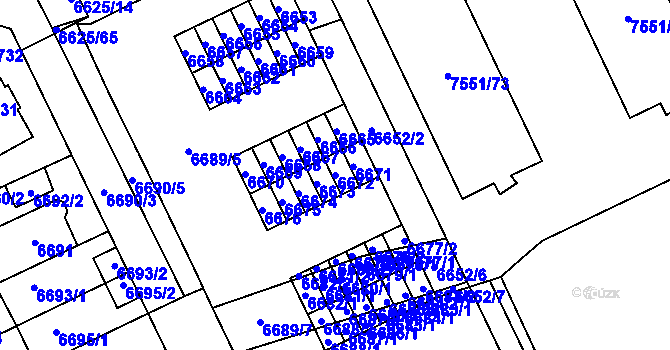 Parcela st. 6672 v KÚ Židenice, Katastrální mapa