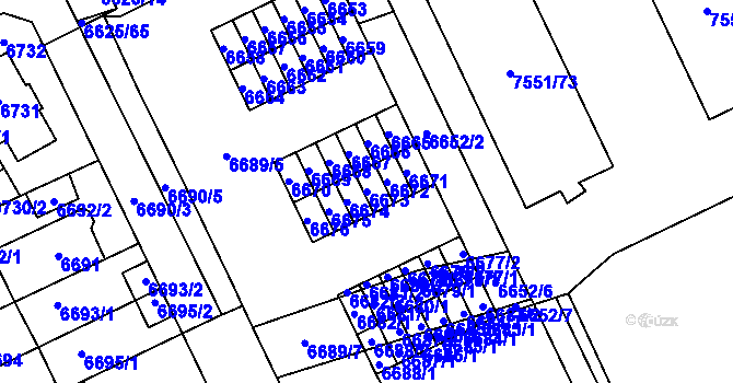 Parcela st. 6673 v KÚ Židenice, Katastrální mapa