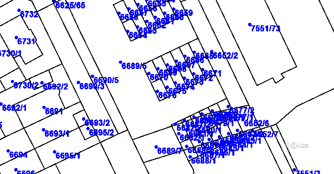 Parcela st. 6675 v KÚ Židenice, Katastrální mapa