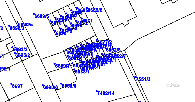Parcela st. 6683 v KÚ Židenice, Katastrální mapa