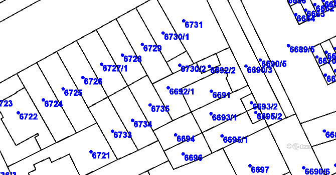 Parcela st. 6692/1 v KÚ Židenice, Katastrální mapa