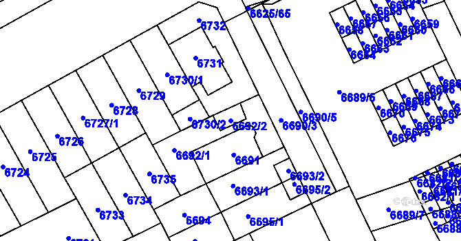 Parcela st. 6692/2 v KÚ Židenice, Katastrální mapa
