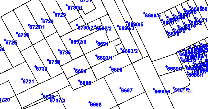 Parcela st. 6693 v KÚ Židenice, Katastrální mapa