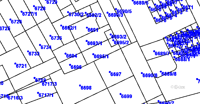 Parcela st. 6695 v KÚ Židenice, Katastrální mapa