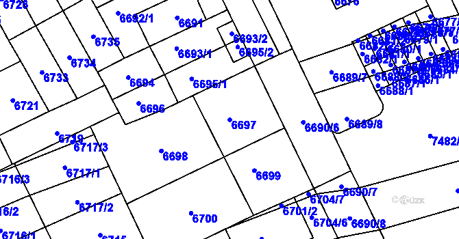 Parcela st. 6697 v KÚ Židenice, Katastrální mapa