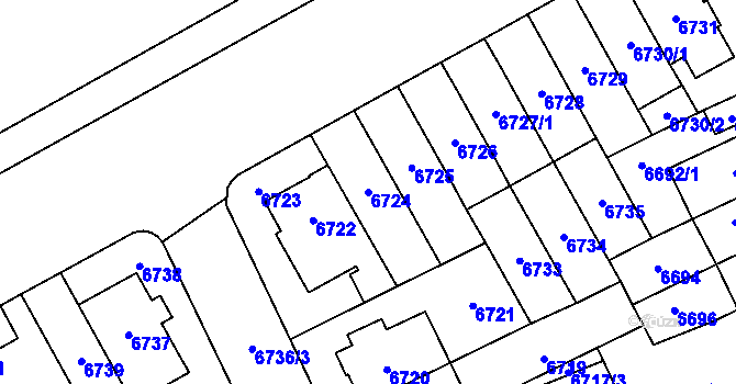 Parcela st. 6724 v KÚ Židenice, Katastrální mapa