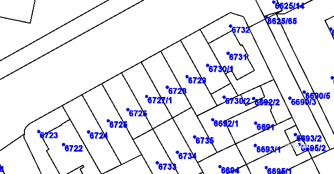 Parcela st. 6728 v KÚ Židenice, Katastrální mapa